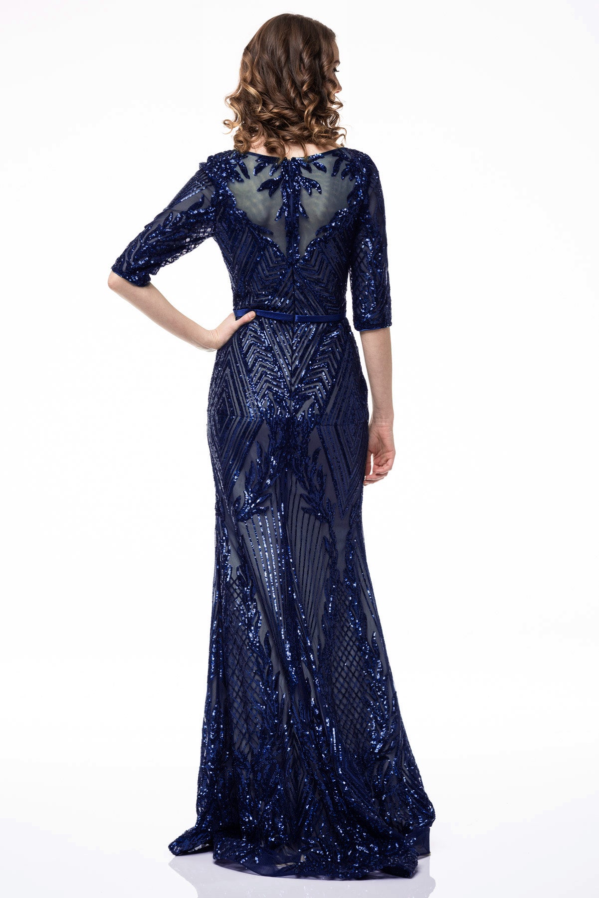 Vestido azul marino manga CB14637