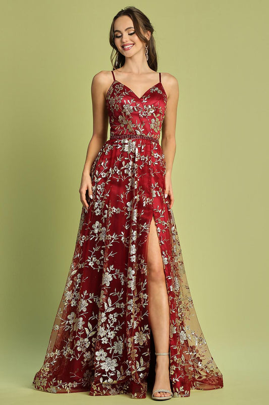 Vestido Rojo con Droado AD3137