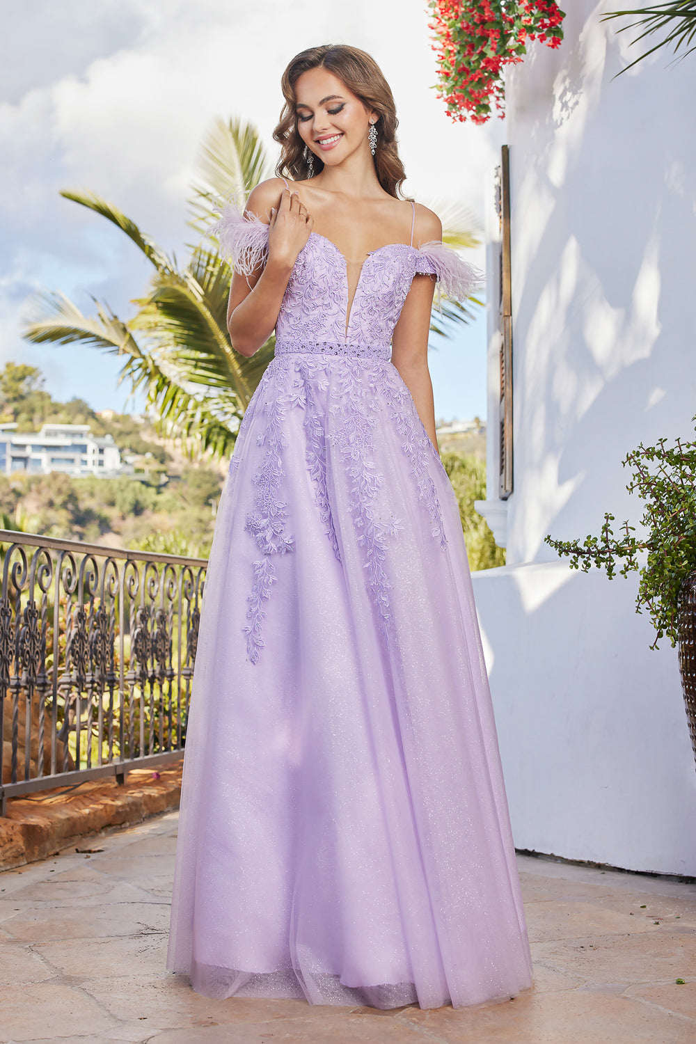 Vestido Lila Plumas AD3146