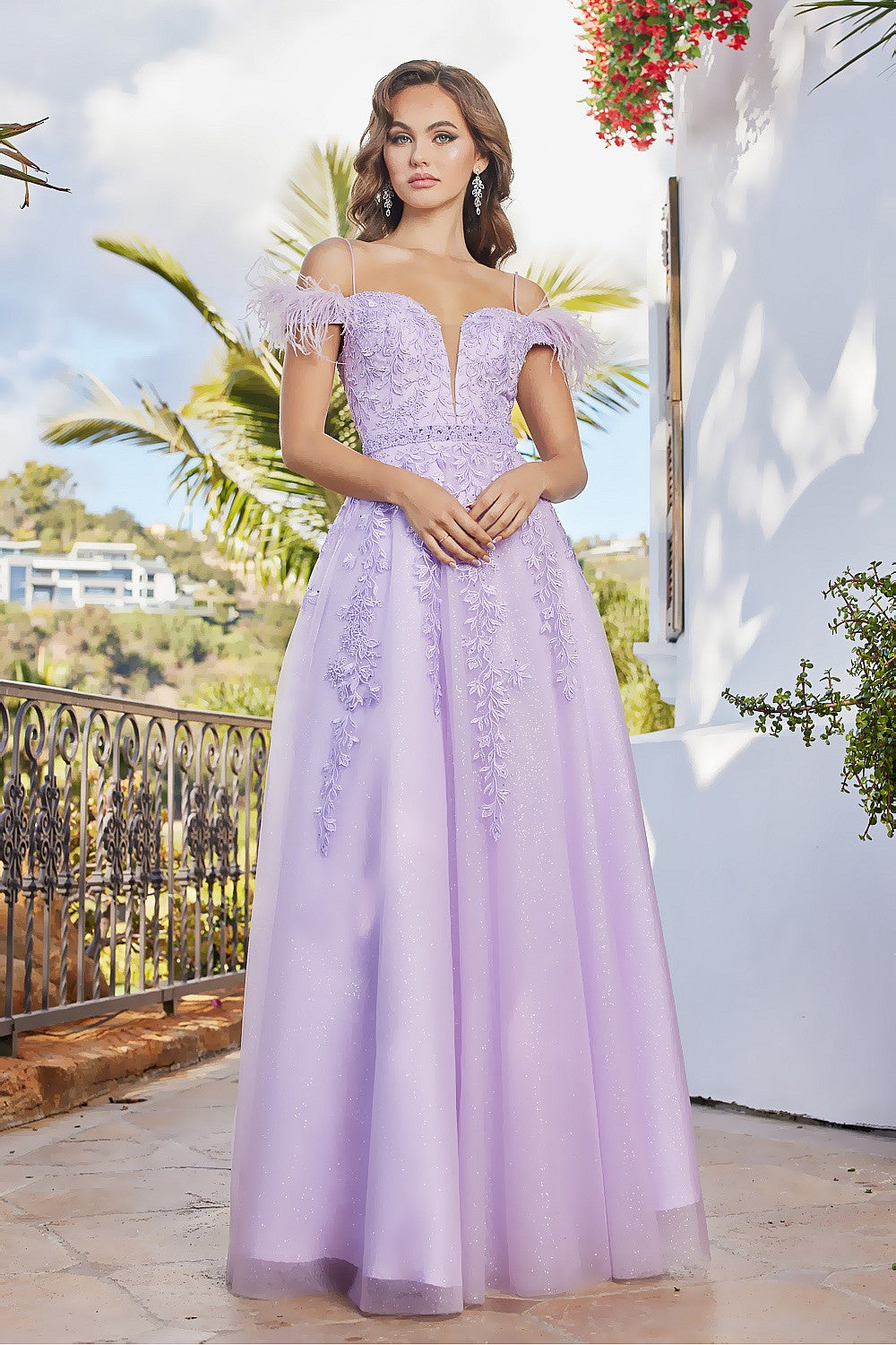Vestido Lila Plumas AD3146