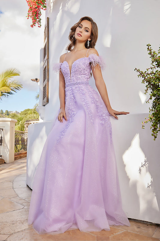 Vestido Lila Plumas AD3146