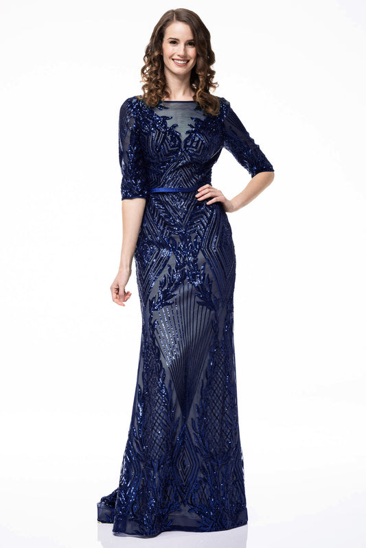 Vestido azul marino manga CB14637