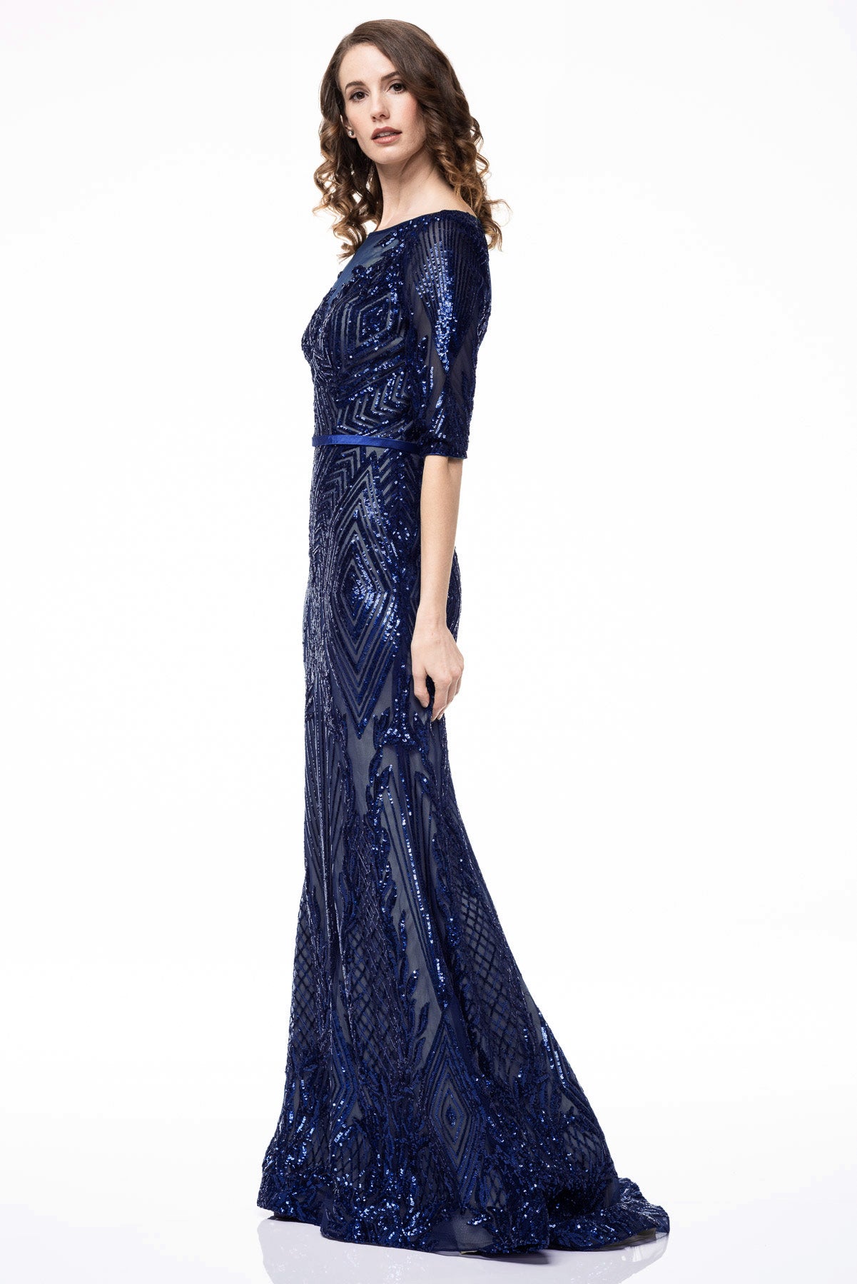Vestido azul marino manga CB14637