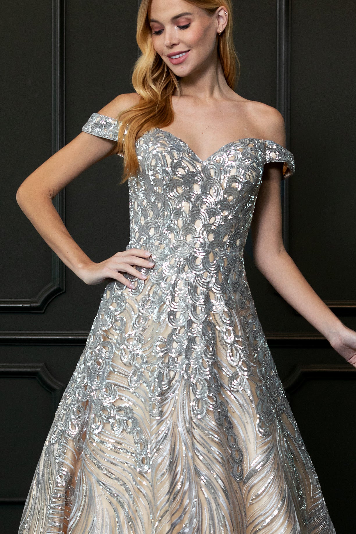 Vestido plateado EM9301