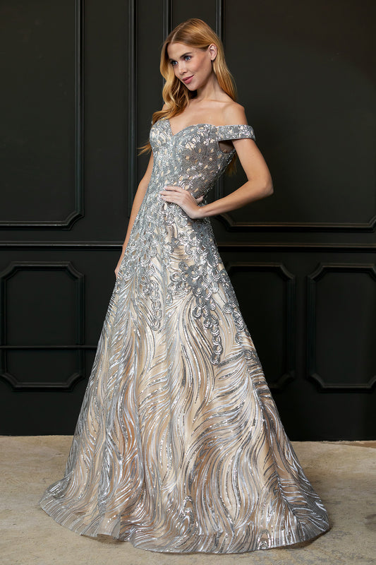 Vestido plateado EM9301