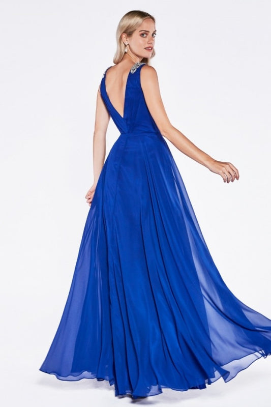 Vestido Azul Rey con Escote en V