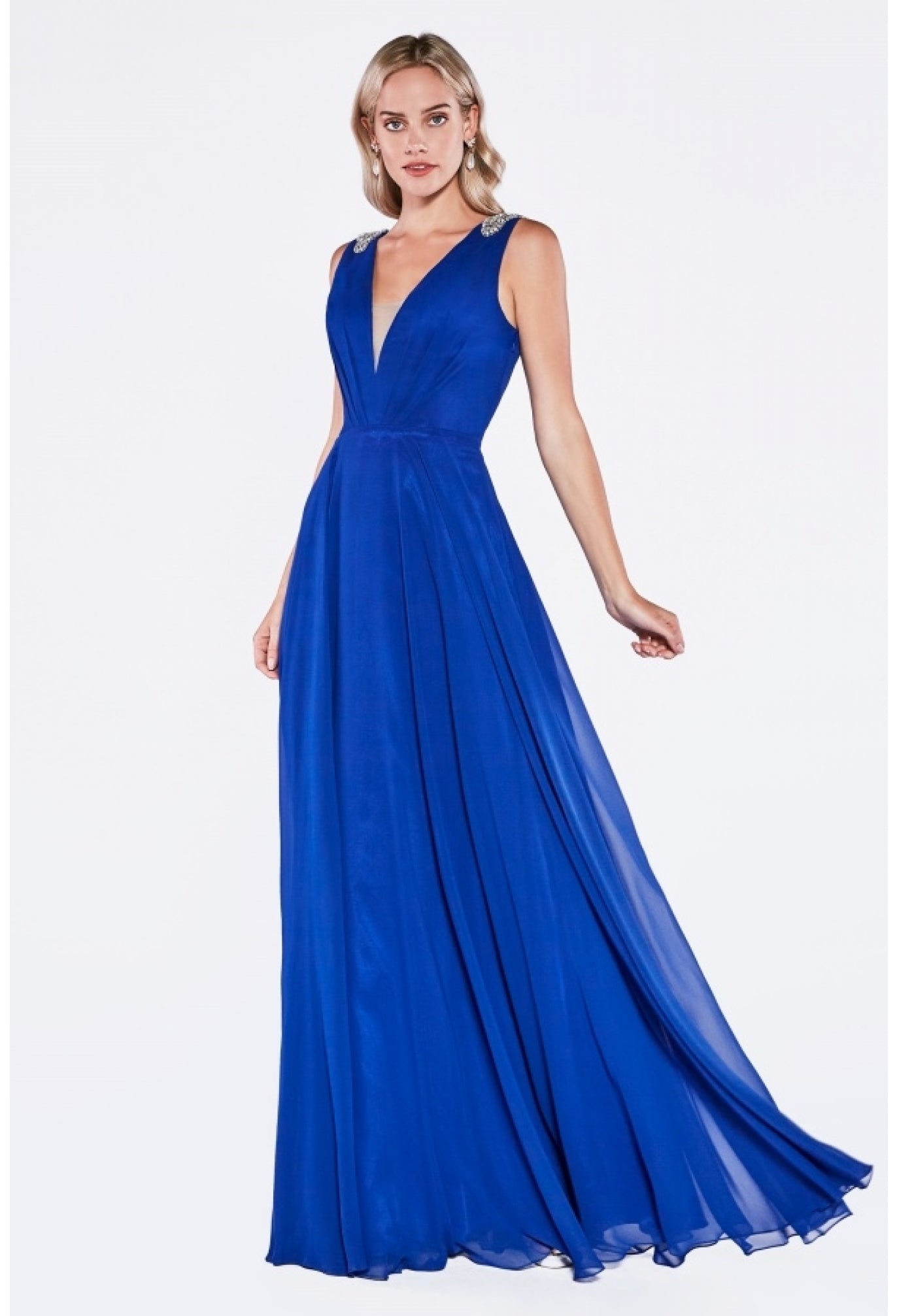 Vestido Azul Rey con Escote en V